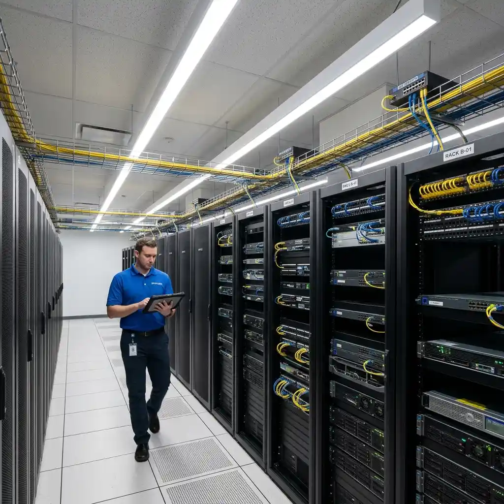 Iluminación LED eficiente en sala de servidores y Data Center